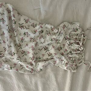 Floral White Dress with Pink Flowers